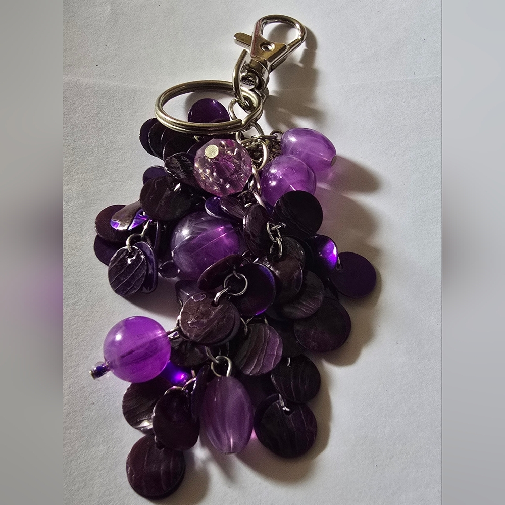 Purple & Silvertone One Of A Kind Purse Charm/ Keychain Handcrafted NEW
